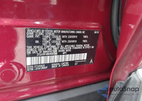 2019 Toyota Rav4 Adventure from USA, damaged, VIN 2T3J1RFV8KW047946